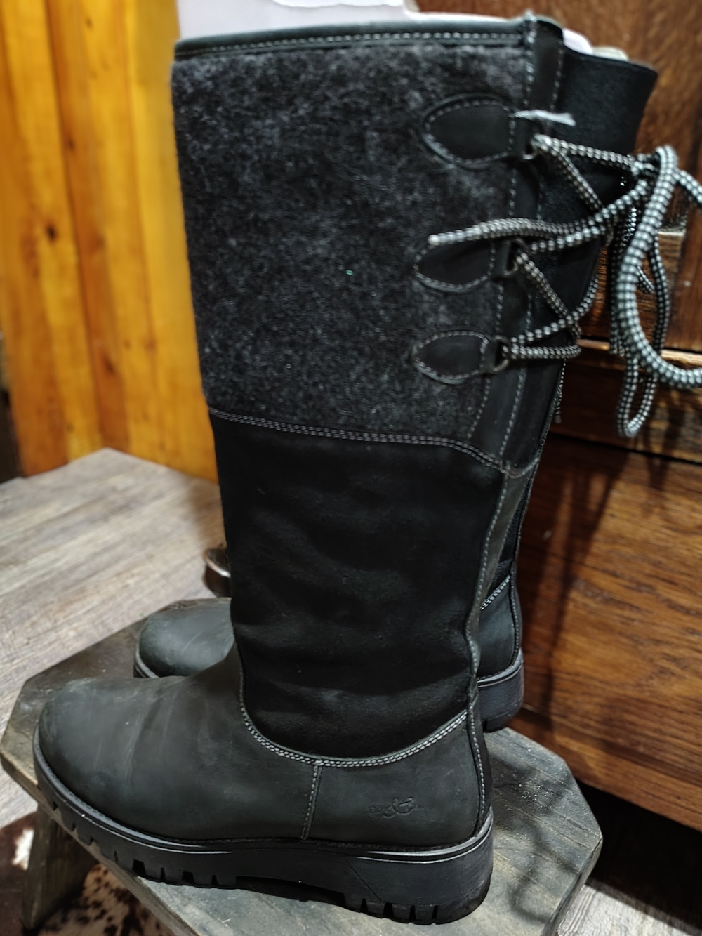 Bos & Co Goose Prima Made In Portugal  Woman Size 38 Leather And Wool Boots